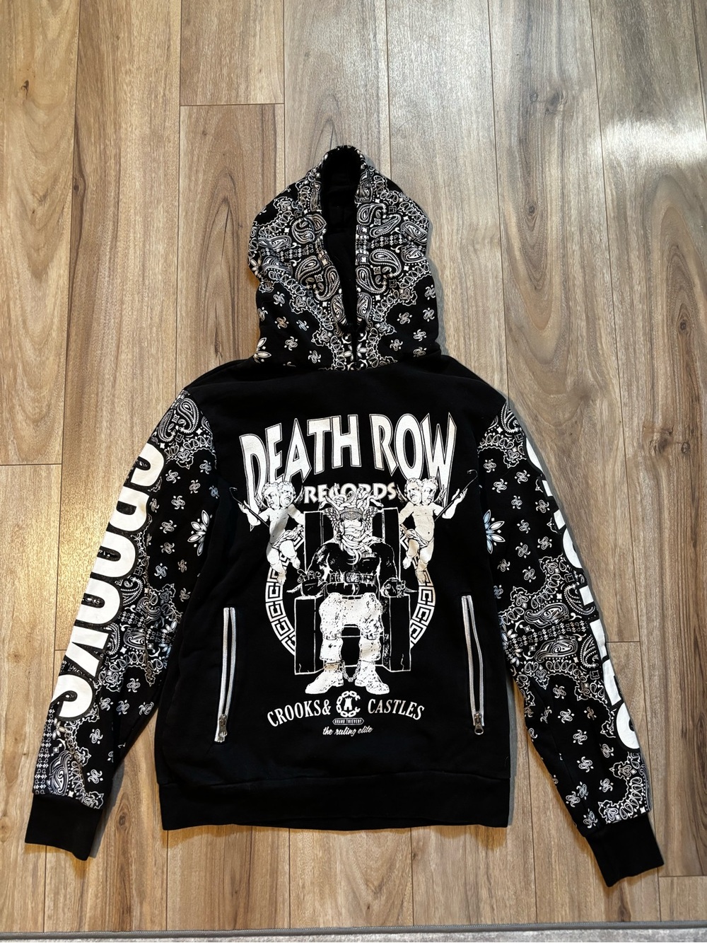 Small Crooks & Castles Black & White Death Row Bandana Hoodie